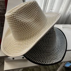Embellished Pearl Rhinestone Cowboy Wedding Perfomance Hat