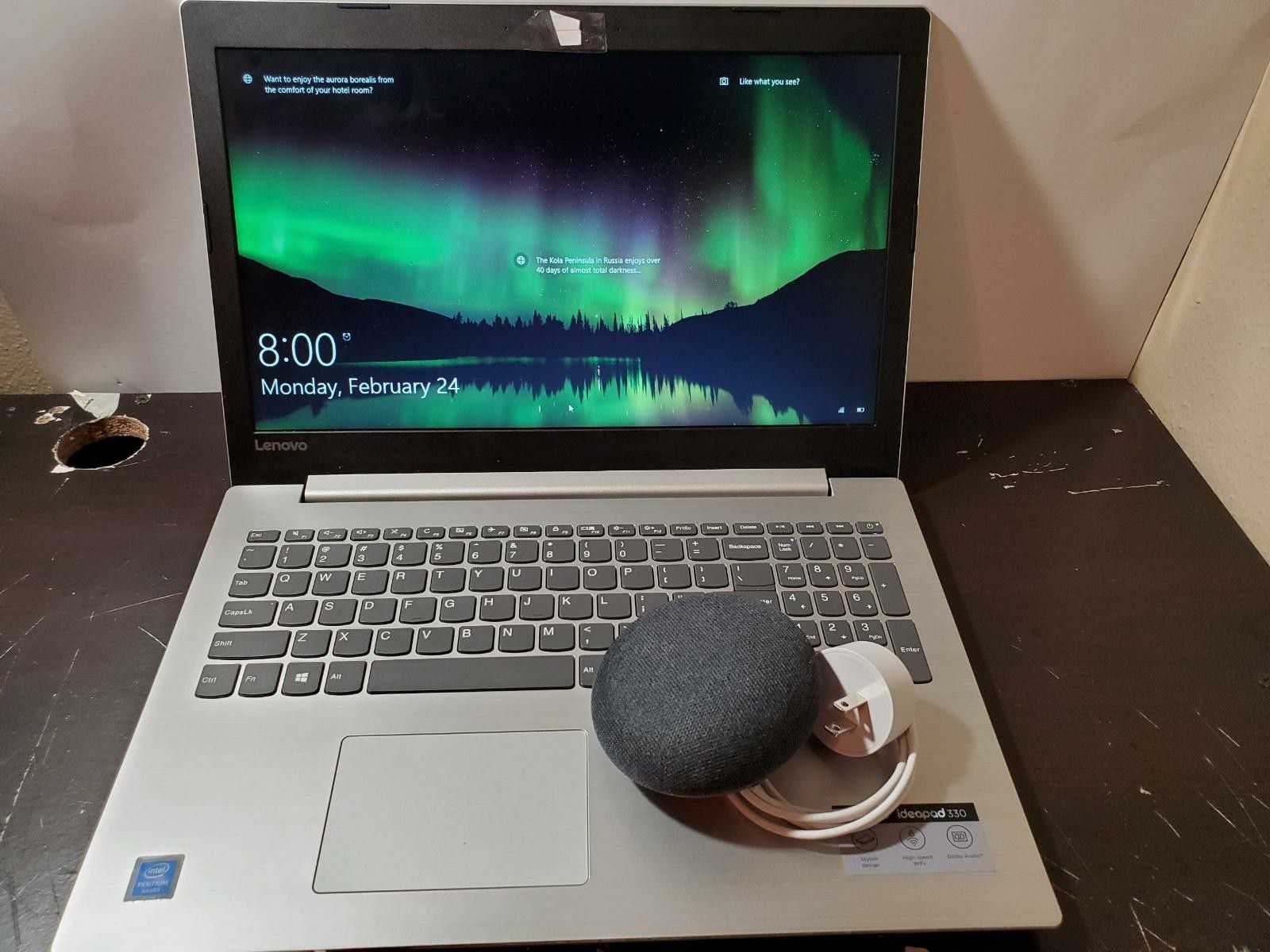 Laptop with Google Home Mini included