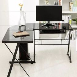 Corner Computer Desk Glass L Shape Desk
