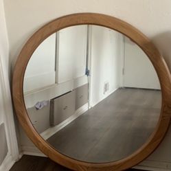 Circle Wooden Mirror
