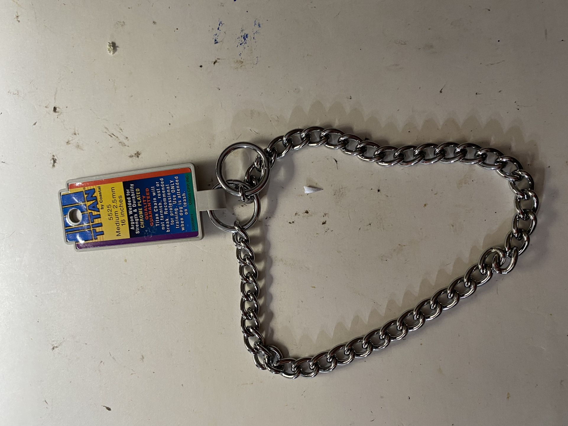 Dog Titan Chain Collar 16” medium 2.5 mm