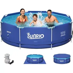 SUNRIO FRAME POOL 12FT ×33IN WITH FILTER PUMP AND FLOOR COVER