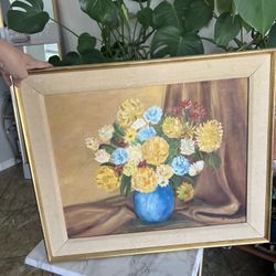 Beautiful Vintage Modern Floral Bouquet Painting Signed  