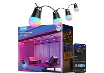 Govee Smart Outdoor String Lights 2, 96ft RGBIC Outdoor Lights with Dimmable Warm White LED Bulbs, 4