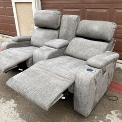 Gray Electric Recliner Sofa Couch