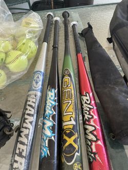 Baseball Equipment Bats, Glove, Back Case And Balls