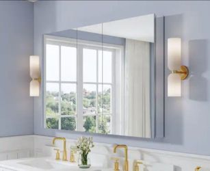 ROSA 52 in. W x 36 in. H Rectangular Tri-View Aluminum Medicine Cabinet with Mirror, Combo Set, BLUM Hinge, Soft Close