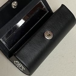 Home interiors glamorous Logo Black synthetic leather mirrored lipstick case