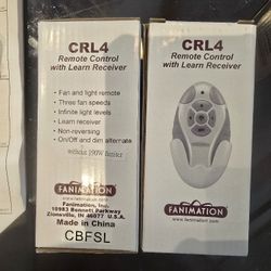2 Brand New Control 4 Fanimation Fans - CRL4WH - Accessory - Remote Control Fan and Light W/Learn Rec(3-Spd/Non-Reversing)