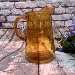 Vintage 1960s Bartlett Collins Amber Swirl Glass Pitcher