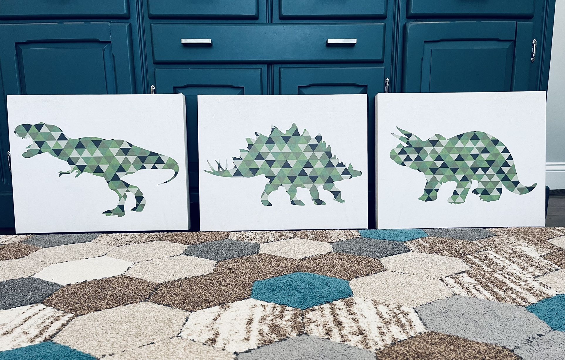Geometric Dinosaur Wall Art (Set Of 3)