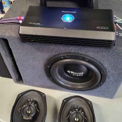 Combo Deal.CTSOUND HYDRO 2000WATT SUB ..4000.1D AMP .JVC BLUETOOTH USB AUX 3PAIR HIGH power RCA PAIR SPEAKERS PIONEER 3WAY LOUD SPEAKERS