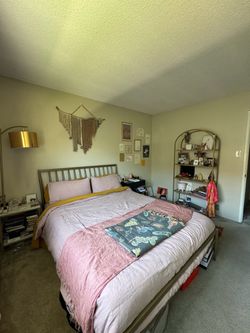 Brass bed frame and mattress