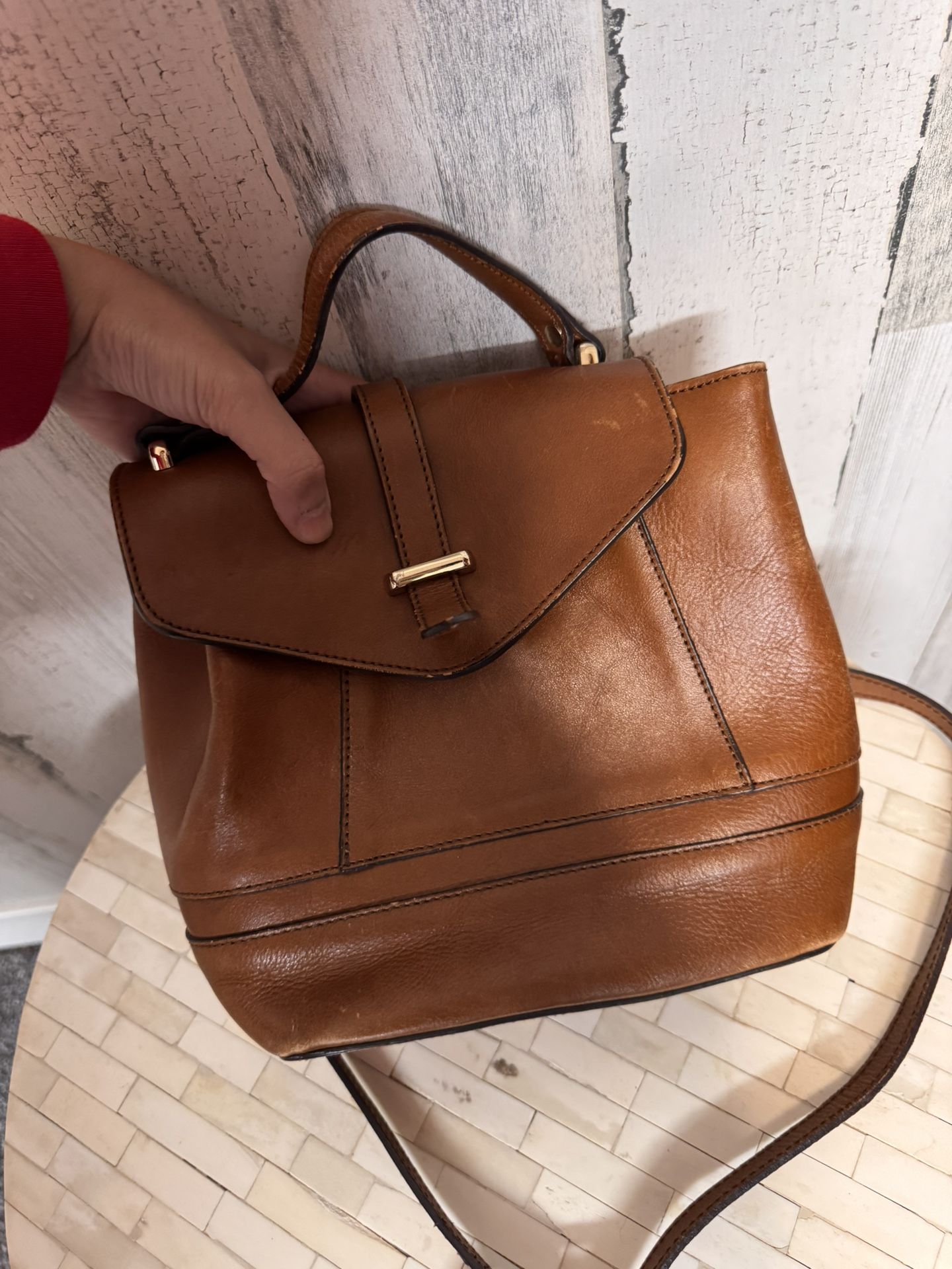 Divina Firenze Dark Orange Genuine Leather Purse Small Made In Italy
