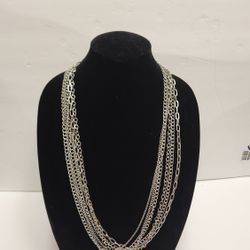 Vintage Silver tone multi strand necklace