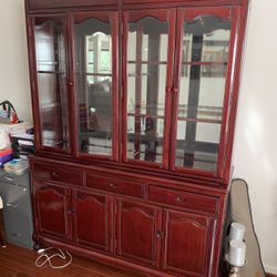 Vintage Asian Rosewood China Cabinet 