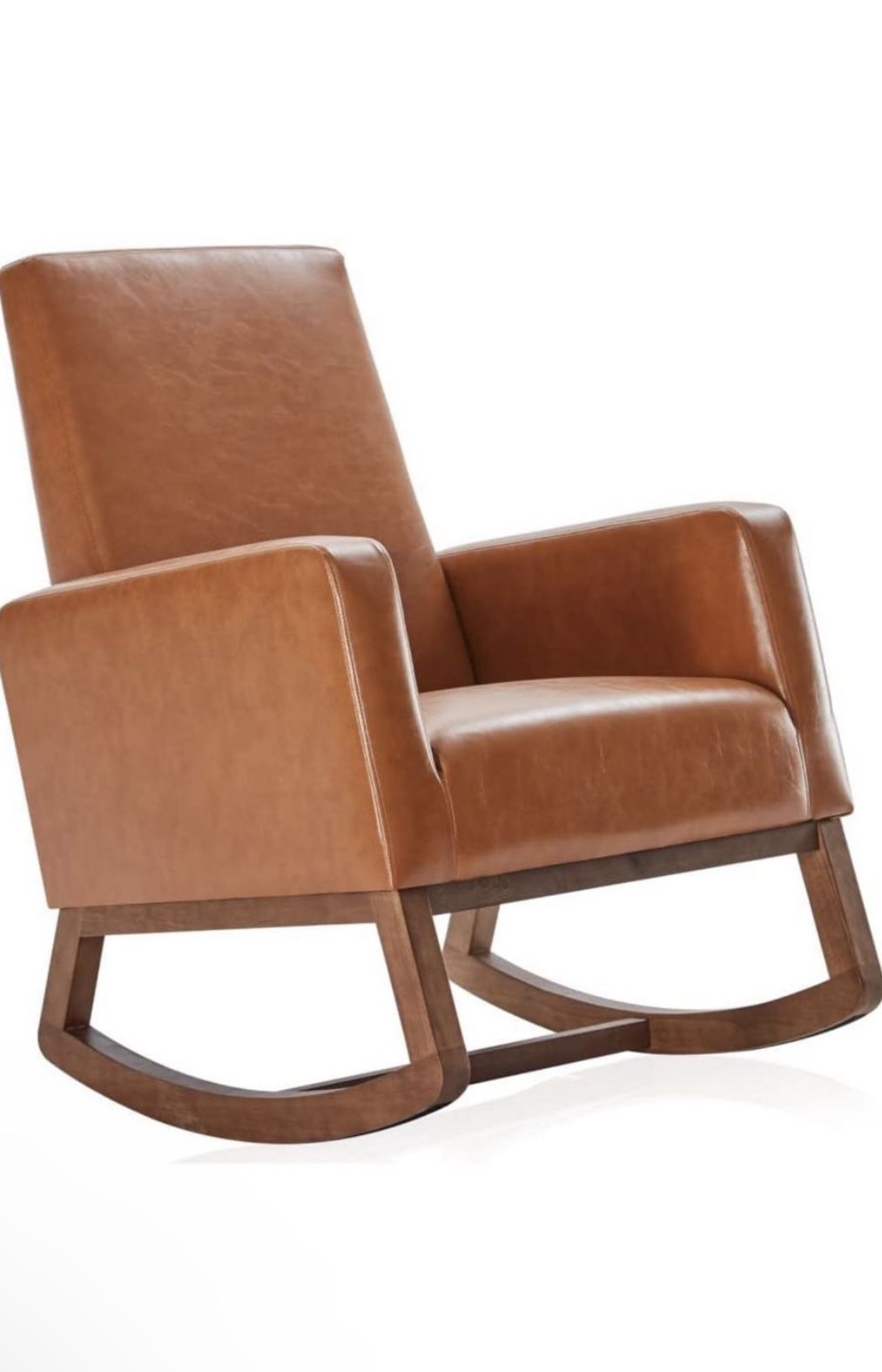 Faux Leather Rocking Chair - Cognac Color