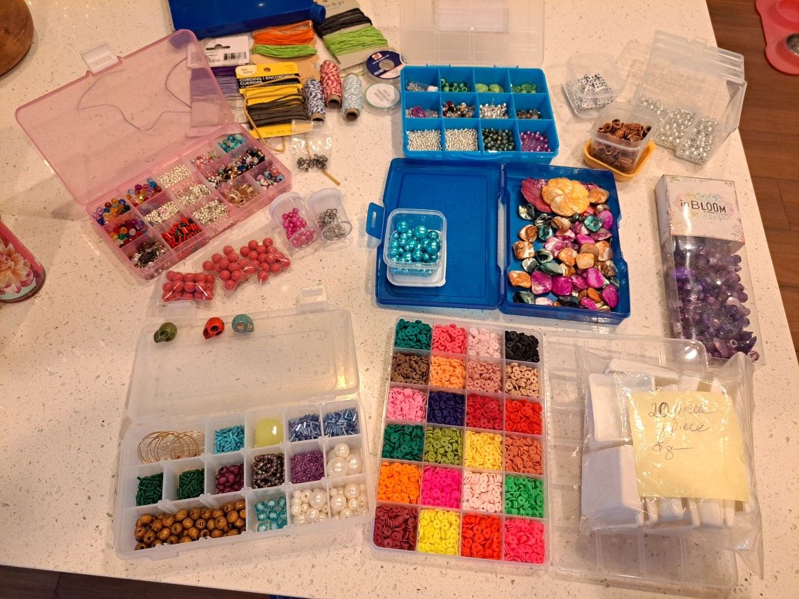 Thinning out beads group #2 beads, containers bead tray funnel