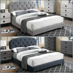 Full Size Burlap Bed With Ortho Mattress 