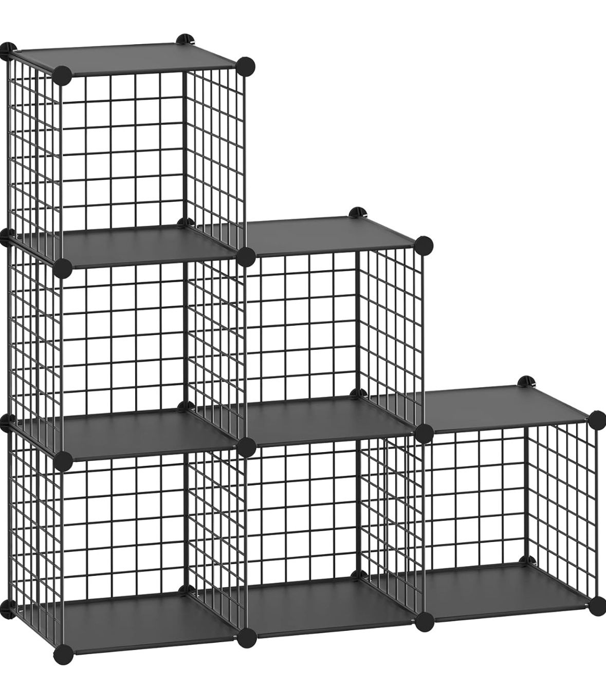Wire Cube Storage Organizer, 6-Cube Metal Grids Storage Shelf, Closet Cabinet, DIY Plastic Cube Bookcase Modular Closet Cabinet for Bedroom, Living Ro