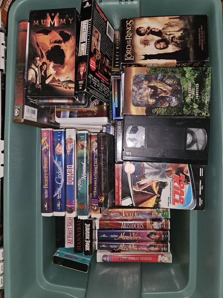 23 VHS Disney Tapes In Box & Just About 50 Other Tapes