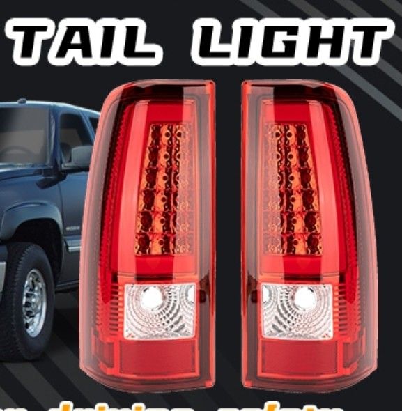 Tail Light Assembly Compatible With 2003-2006 Chevy Silverado 1 3500 Driver and Passenger Side LED Rear Brake Lamps With Bulb Inside And Wirin