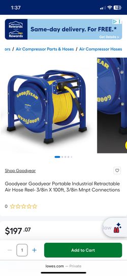 Goodyear Air Hose Reel Retractable 3/8in 100ft