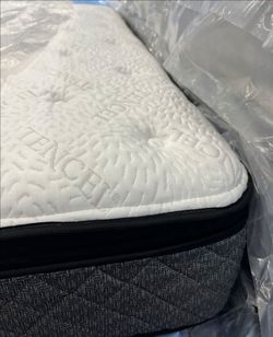 Pillow Top Mattress White and Gray