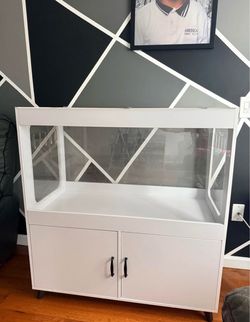 Large Hamster Cage Cabinet with Storage, Hamster Cage with LED Lights Easy 360° View Acrylic Panels,