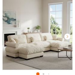 Cloud Plush Velvet Sofa Set With Two Ottomans 