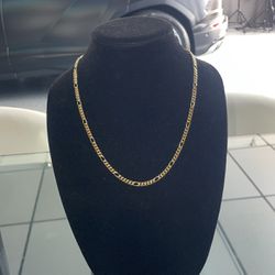 New 14k Gold Plated Silver Figaro Chain 22in