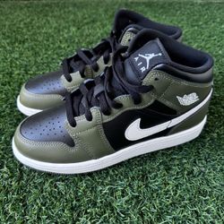 Nike Air Jordan 1 Mid Olive Black Sneakers