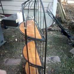 3 Tear Wood Shelf Metal Frame