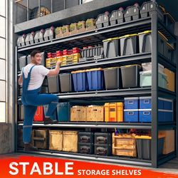  60" W Storage Shelving, Adjustable Metal Garage Storage Shelves For Industrial, Warehouse, Basement