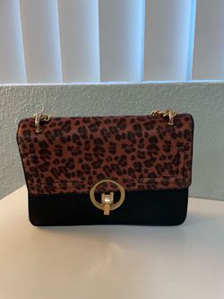 Leopard Print Gold Chain Crossbody Purse