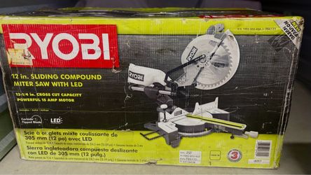 sliding compound miter saw with LED RYOBI 15 AMP 12in Sliding Compound Miter Saw w/ LED