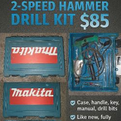 Makita 2-Speed Hammer Drill Kit – $85  
Model HP2050F | Corded | Lightly Used  