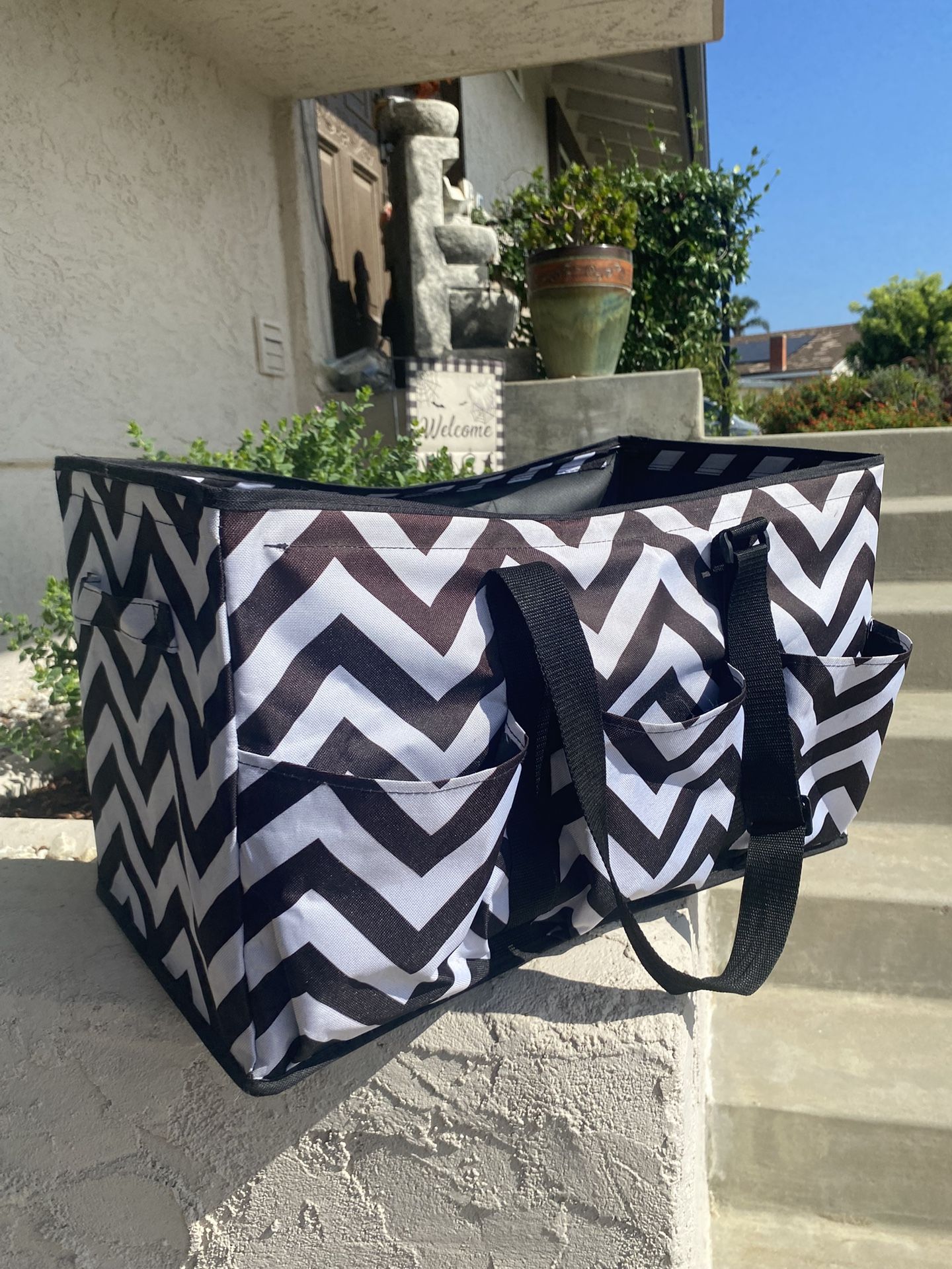 Extra Large Black & White Chevron Utility Tote