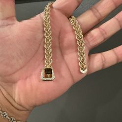 14k Gold Rope Diamond Buckle Bracelet, 23.5 Grams