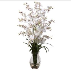 Nearly Natural 1294-WH Dancing Lady Orchid with Vase Arrangement, White Retail $75
