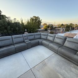 Gray Leather Couch/Recliner