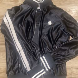 MONCLER X GENIUS X PALM ANGELS SHINY ZIP-UP SWEATSHIRT - BLACK