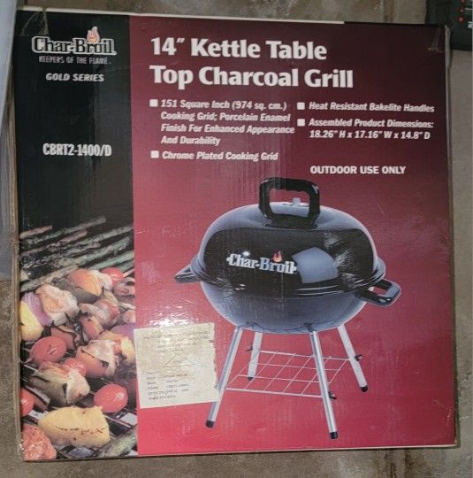 14 Inch Table Top Charcoal Grill. New, Never Opened
