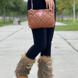 Black Fur Boots For Women Size 9