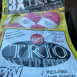 Black 'n Gold Trio pre-stretched synthetic braiding hair extensions in pink