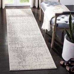2ft X 8ft SAFAVIEH Madison Collection Runner Rug - 2'3" x 8', Silver & Ivory, Snowflake Medallion Distressed Design, Non-Shedding & Easy Care, Ideal!!