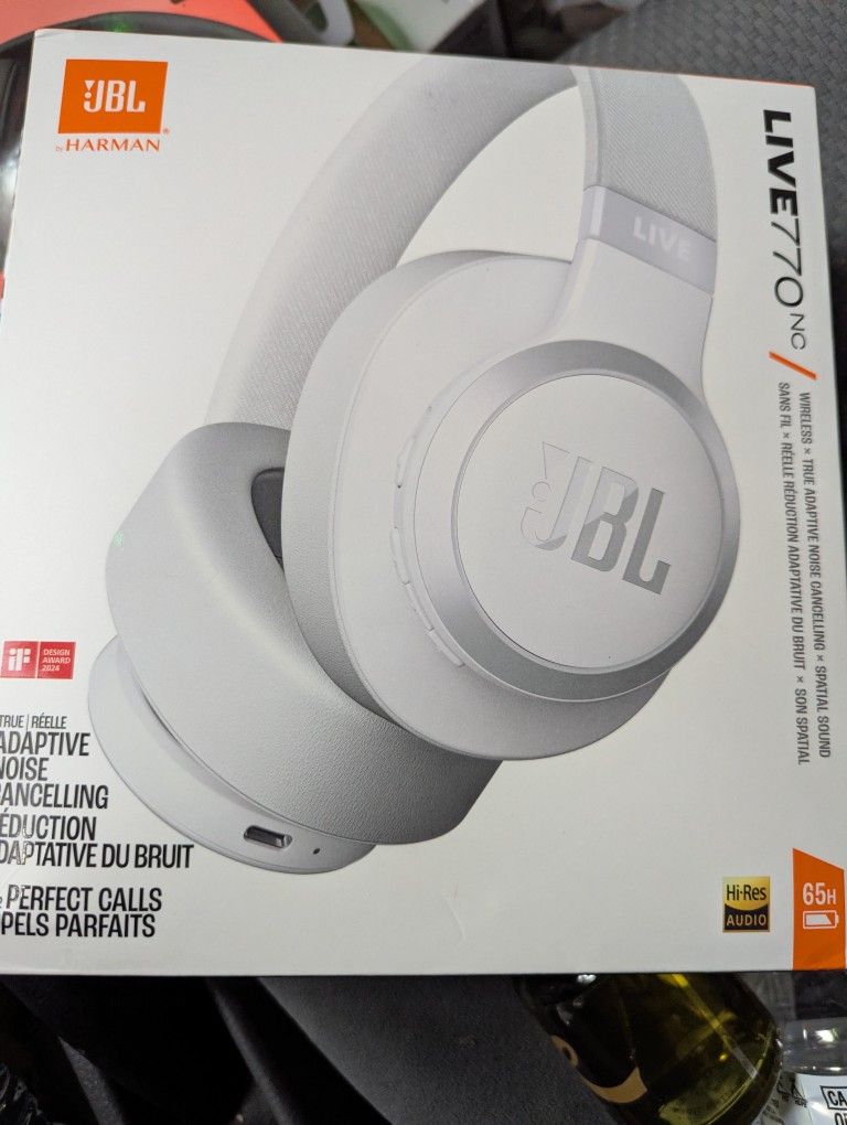JBL - Live 770NC Wireless Over-Ear Headphones with True Adaptive Noise Cancelling - 2024 - White