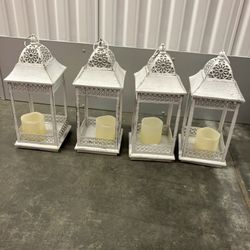 4 Matching Rustic Metal Lanterns Wedding