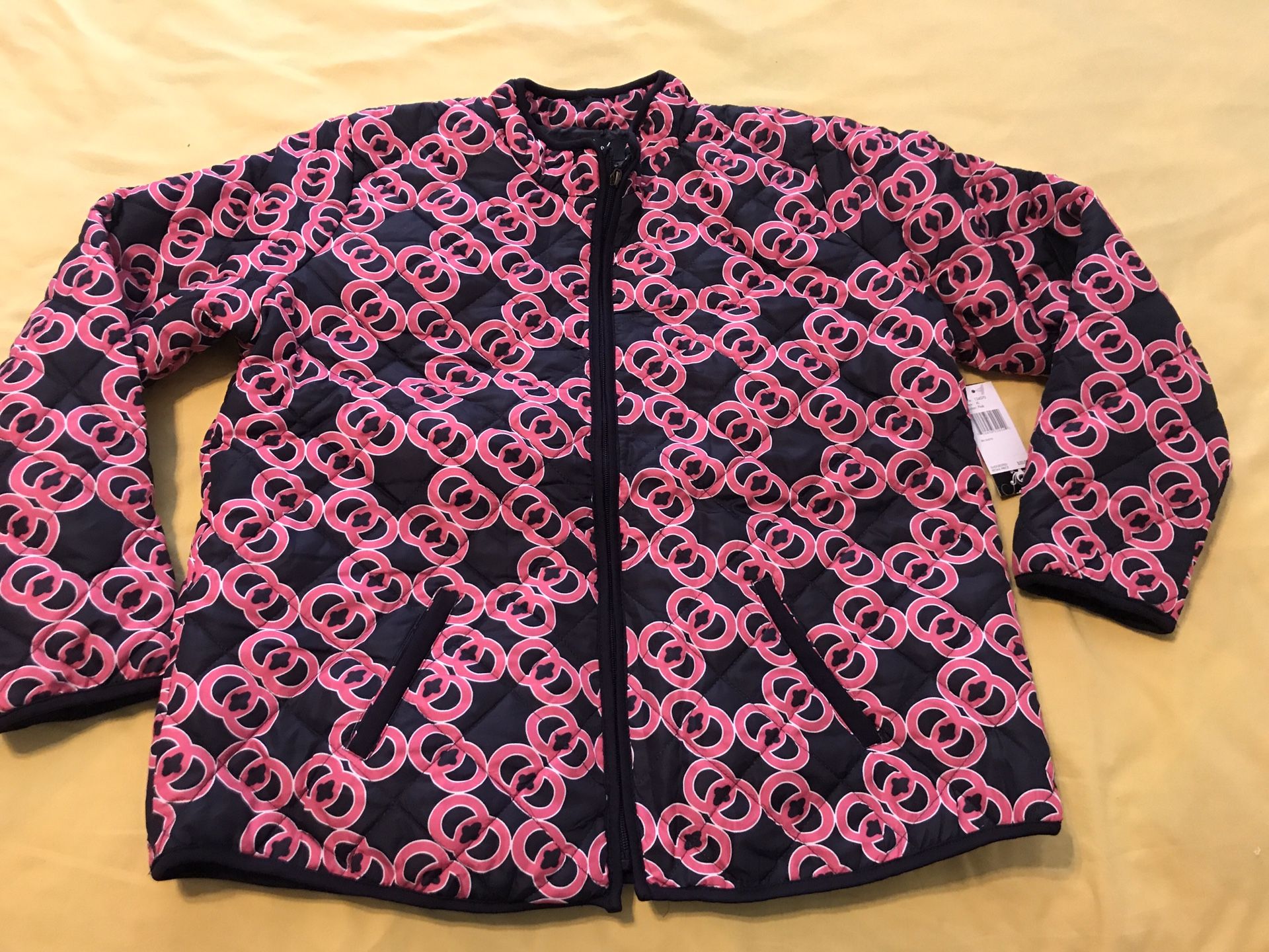 New ladies quilt look pink black blazer jacket xL Fresh brand