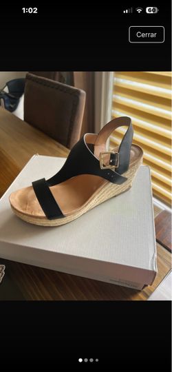 Kenneth Cole Black Espadrille Wedge Sandals